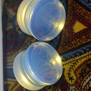 Glass Opalite Mandala Plugs 3/4"